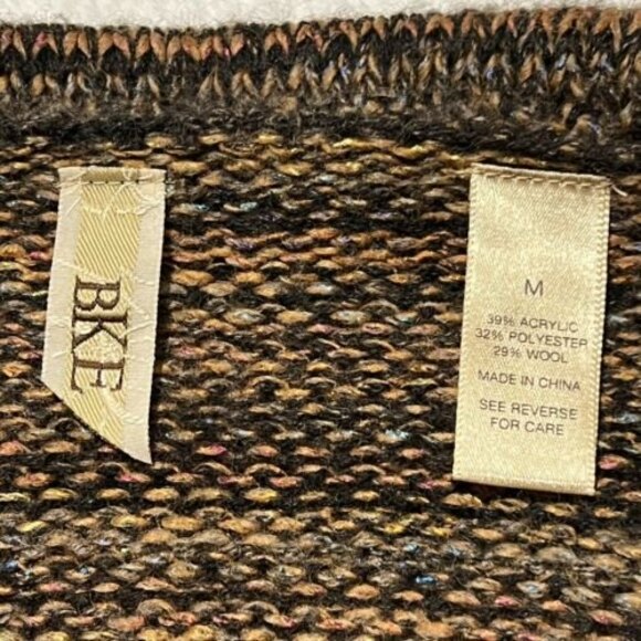 BKE Womens Fringed Wool Blend Open Cardigan Sweater Brown Size Medium - Picture 8 of 12